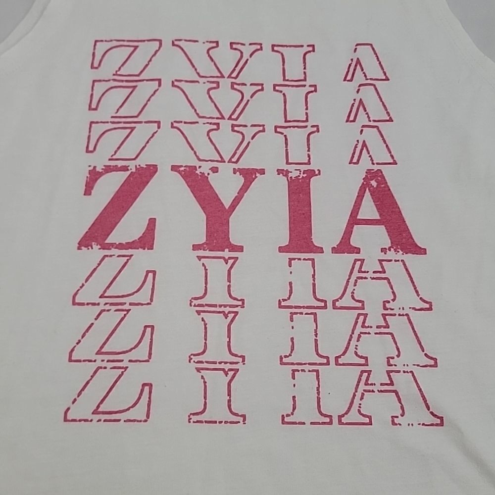 Zyia Youth Girls Active size Large White and Pink Tank Top Super Cute!